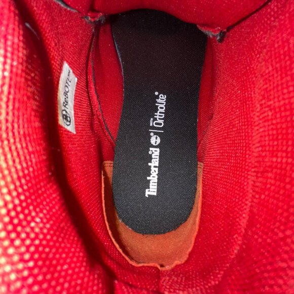 Timberland Men’s Black/Red Nubuck With Plaid Collar High-Top Sneakers Size 9 - Picture 8 of 10